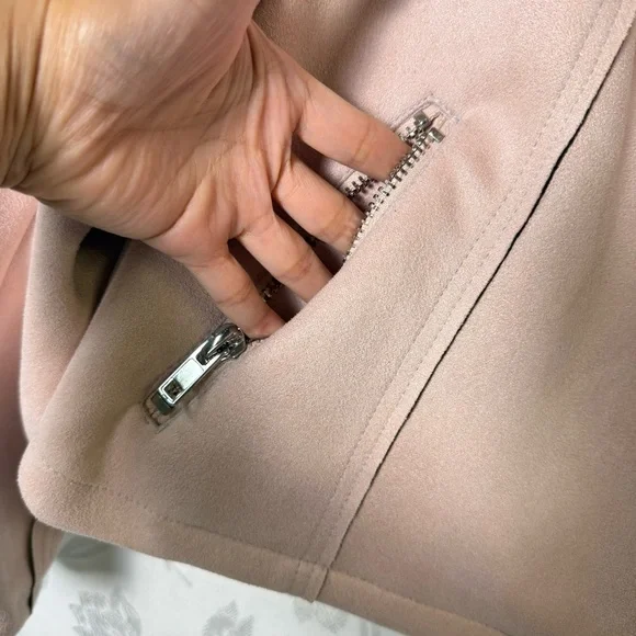 Torrid Womens Faux Suede Moto Jacket sz 3 Blush Pink Outdoor Casual Zip Up Biker - Picture 5 of 16